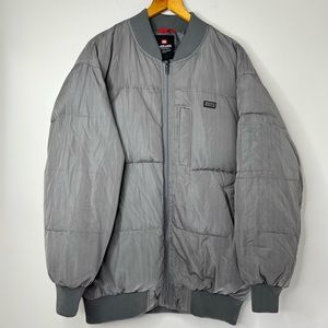 Ecko Unltd Gray Heavy Puffer Down Jacket Zip Up Y2K Streetwear Mens Medium